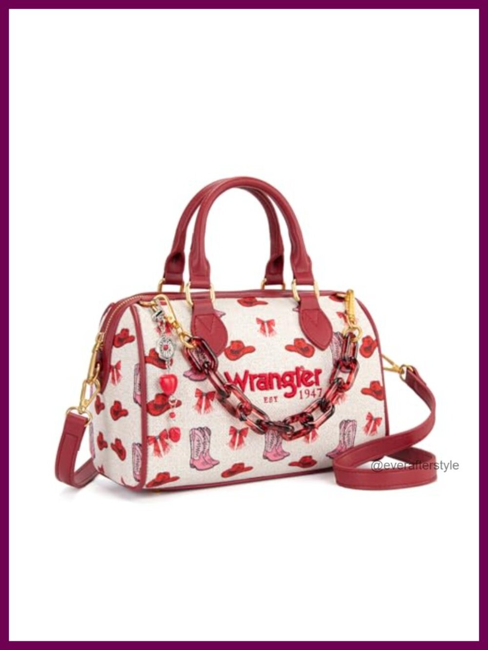 Wrangler Western Satchel Handbag Canvas Chain Strap